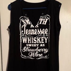 Black Sleeveless Tennessee Whiskey Graphic Tank Top